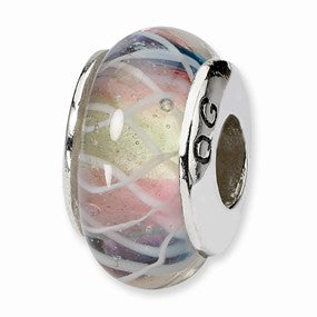 Sterling Silver Multi Hand-blown Glass Bead Charm hide-image