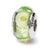 Green/White Hand-blown Glass Charm Bead in Sterling Silver