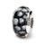 Black/White Hand-blown Glass Charm Bead in Sterling Silver