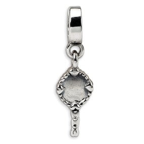 Sterling Silver Hand Mirror Dangle Bead Charm hide-image