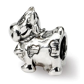 Sterling Silver Kids Cow w/ Bell Bead Charm hide-image