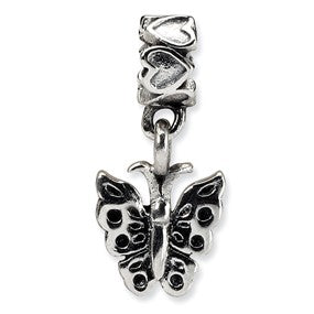 Sterling Silver Kids Butterfly Dangle Bead Charm hide-image