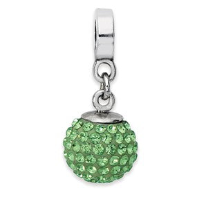 Sterling Silver Aug Swarovski Elements Ball Dangle Bead Charm hide-image