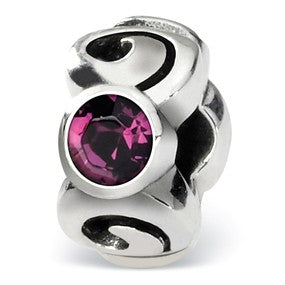 Sterling Silver Feb Swarovski Elements Birthstone Bead Charm hide-image