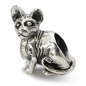 Sterling Silver Oriental Cat Bead Charm hide-image