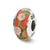 Red/White Floral Hand-blown Glass Charm Bead in Sterling Silver