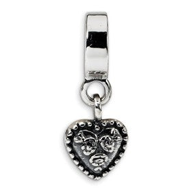 Sterling Silver Heart Dangle Bead Charm hide-image