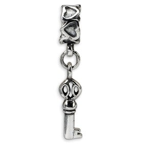 Sterling Silver Key Dangle Bead Charm hide-image