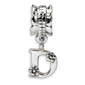 Sterling Silver Letter D Dangle Bead Charm hide-image