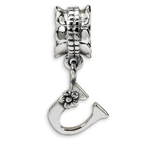 Sterling Silver Letter U Dangle Bead Charm hide-image