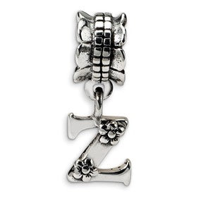 Sterling Silver Letter Z Dangle Bead Charm hide-image