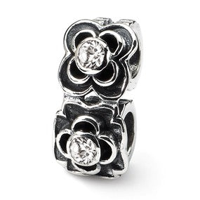 Sterling Silver CZ Connector Bead Charm hide-image