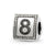 Number 8 Triangle Block Charm Bead in Sterling Silver