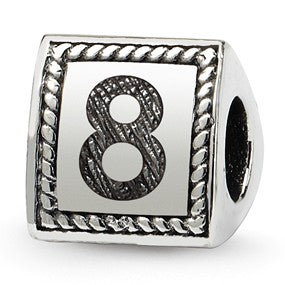 Sterling Silver Number 8 Triangle Block Bead Charm hide-image