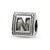 Letter N Triangle Block Charm Bead in Sterling Silver