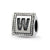 Letter W Triangle Block Charm Bead in Sterling Silver