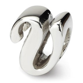 Sterling Silver Letter V Script Bead Charm hide-image