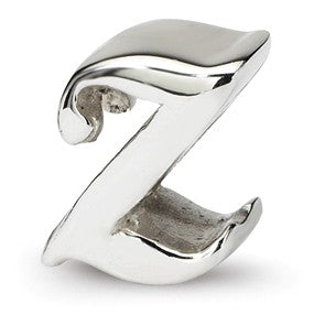 Sterling Silver Letter Z Script Bead Charm hide-image