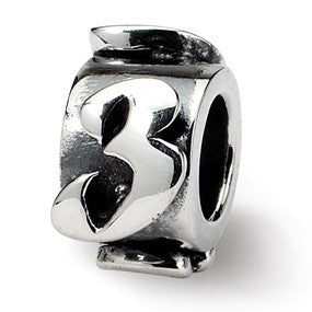 Sterling Silver Number 3 Message Bead Charm hide-image