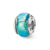 Blue Dichroic Glass Charm Bead in Sterling Silver