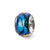 Blue Dichroic Glass Charm Bead in Sterling Silver