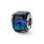 Rainbow Dichroic Glass Square Charm Bead in Sterling Silver