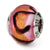 Pink/Orange/Black Italian Murano Charm Bead in Sterling Silver