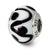 White/Black Italian Murano Charm Bead in Sterling Silver