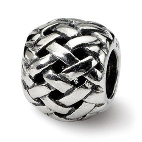 Sterling Silver Basketweave Bali Bead Charm hide-image