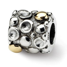 Sterling Silver & Gold Plated Dots Bali Bead Charm hide-image