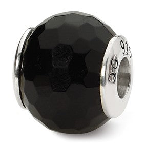 Sterling Silver Black Agate Stone Bead Charm hide-image