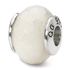 Sterling Silver White Quartz Stone Bead Charm hide-image