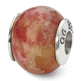 Sterling Silver Pink Serpentine Stone Bead Charm hide-image