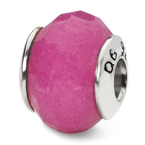 Sterling Silver Fuschia Quartz Stone Bead Charm hide-image