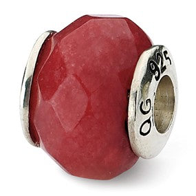 Sterling Silver Red Quartz Stone Bead Charm hide-image