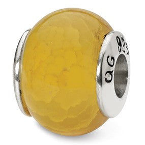 Sterling Silver Yellow Cracked Agate Stone Bead Charm hide-image