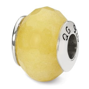 Sterling Silver Yellow Quartz Stone Bead Charm hide-image