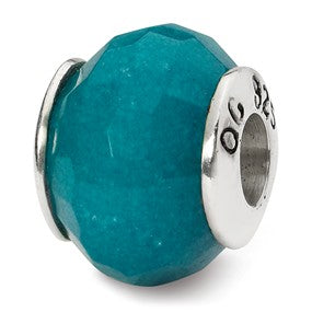 Sterling Silver Light Blue Quartz Stone Bead Charm hide-image