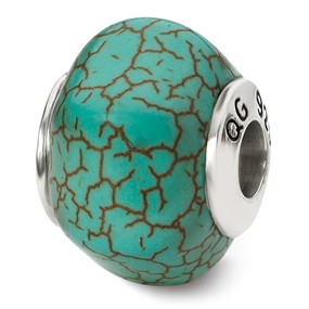 Sterling Silver Blue Magnesite Stone Bead Charm hide-image