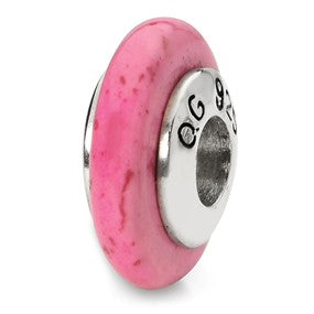 Sterling Silver Pink Magnesite Stone Bead Charm hide-image