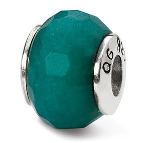 Sterling Silver Teal Quartz Stone Bead Charm hide-image