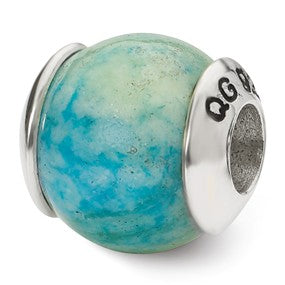 Sterling Silver Blue Yellow Recon Serpentine Stone Bead Charm hide-image