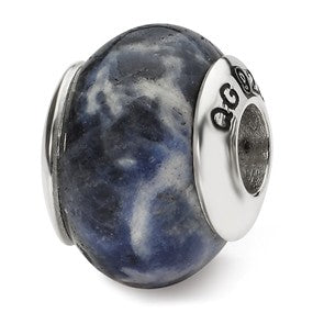 Sterling Silver Sodalite Stone Bead Charm hide-image