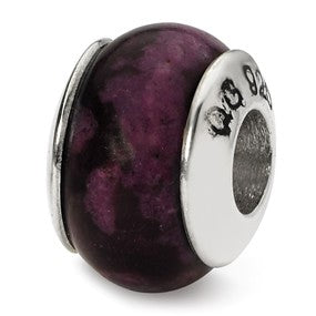 Sterling Silver Purple Magnesite Stone Bead Charm hide-image