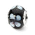 Black/White Flower Italian Murano Charm Bead in Sterling Silver