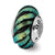 Green Swirl Dichroic Glass Charm Bead in Sterling Silver