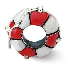 Sterling Silver Enameled Life Preserver Bead Charm hide-image