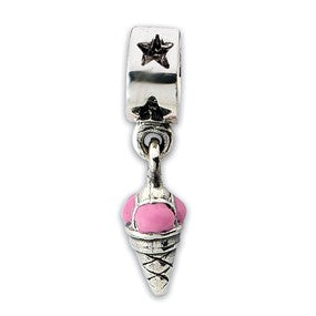 Sterling Silver Enameled Ice Cream Cone Dangle Bead Charm hide-image