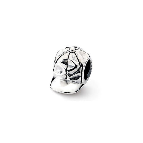 Baseball Cap Charm Bead in Sterling Silver