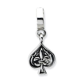 Sterling Silver Spades Dangle Bead Charm hide-image